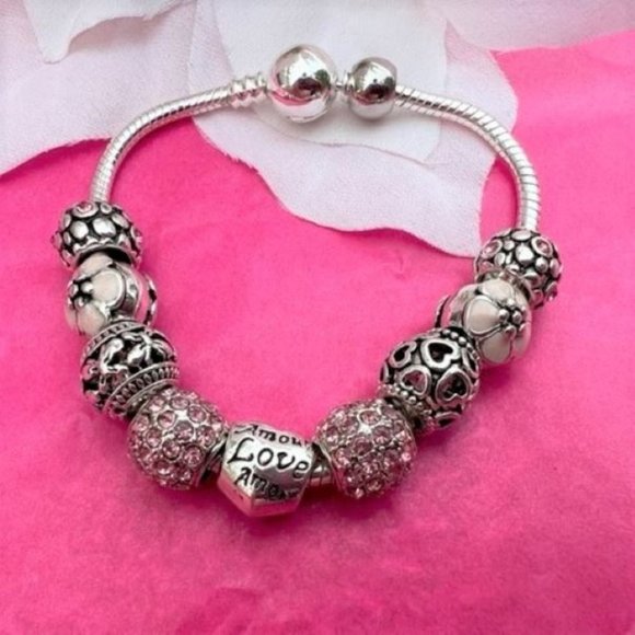 Elegant Silver Plated Charm Bracelet - Picture 2 of 6